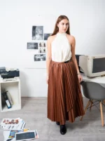 Maxi Pleated Leather Skirt - Image 2