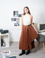 Maxi Pleated Leather Skirt - Image 3