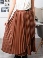 Maxi Pleated Leather Skirt - Image 4