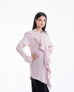 Asymmetric Ruffle Soft Crepe Shirt - Image 3